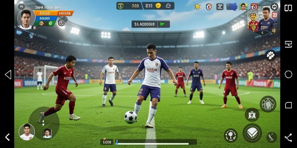 Tangkapan layar utama dari ADS508 menampilkan aksi sepak bola yang mendebarkan.