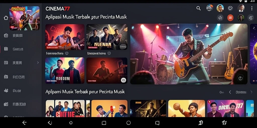 Tampilan gameplay CINEMA77 dengan berbagai pilihan musik.