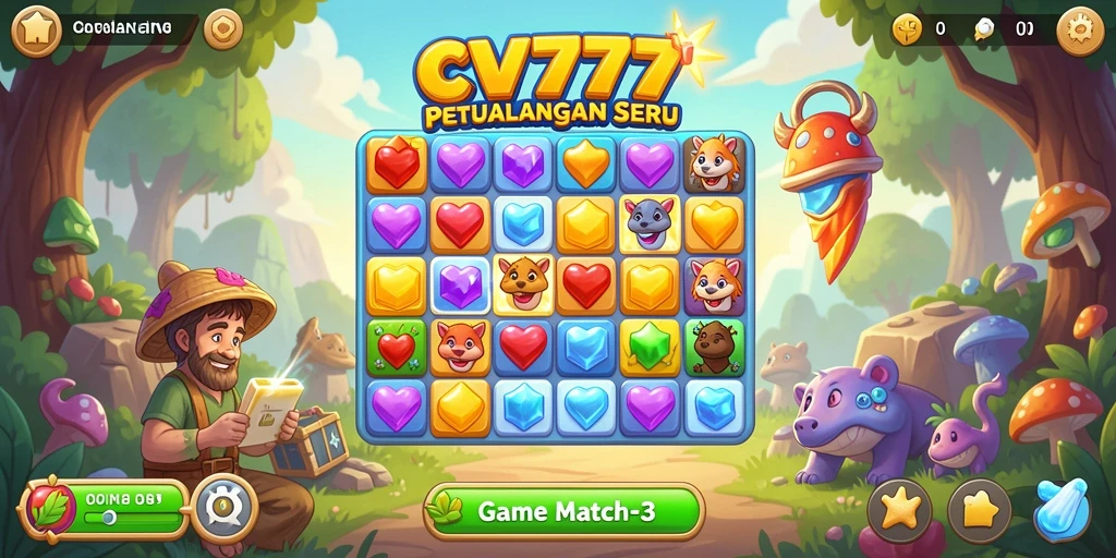 Screenshot gameplay CV777 menampilkan aksi seru dalam permainan Match-3.
