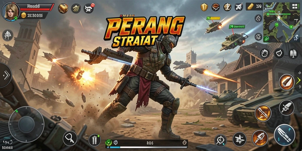 Tampilan gameplay menarik dari IN22 saat bertempur di medan perang strategi.