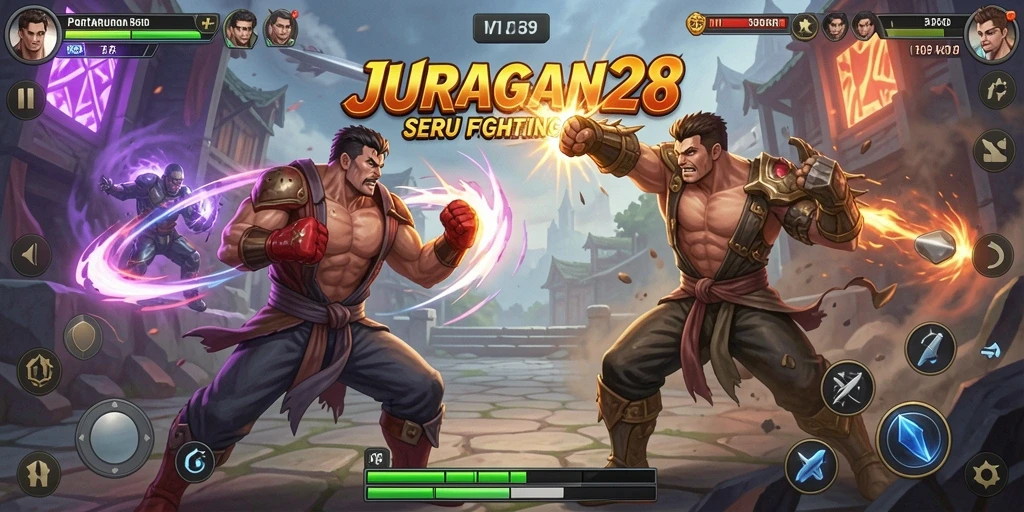Tangkapan layar JURAGAN28 menunjukkan pertarungan mendebarkan dengan karakter yang kuat.