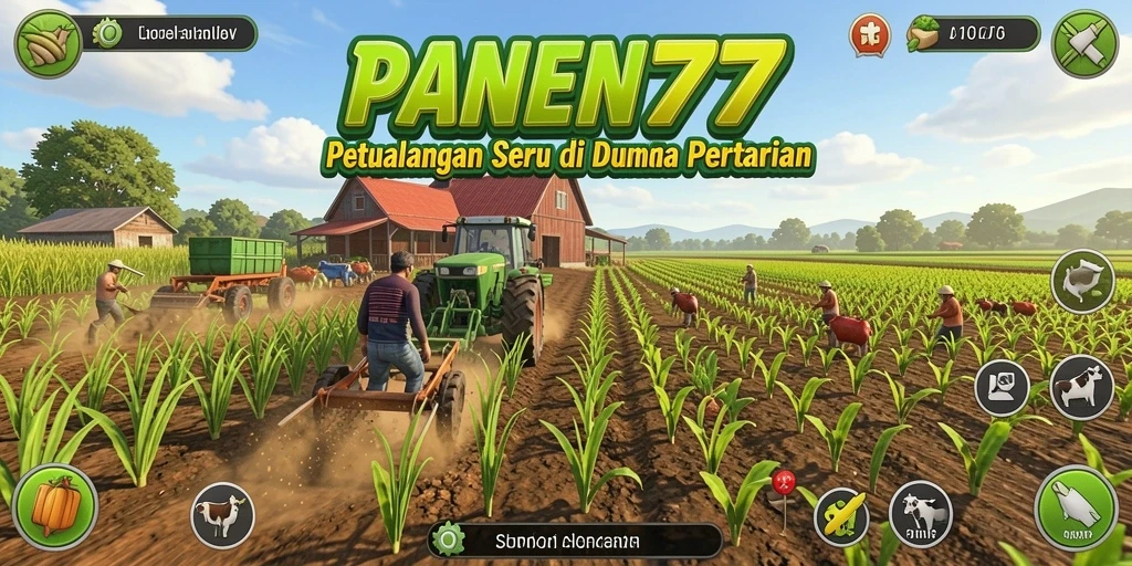 Tampilan menawan dari gameplay pertanian PANEN77 yang penuh warna.