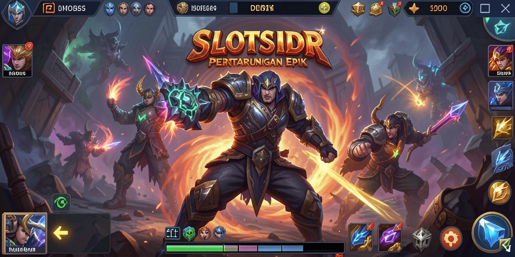 Screenshot gameplay SLOTSIDR dengan pertarungan tim yang mendebarkan.